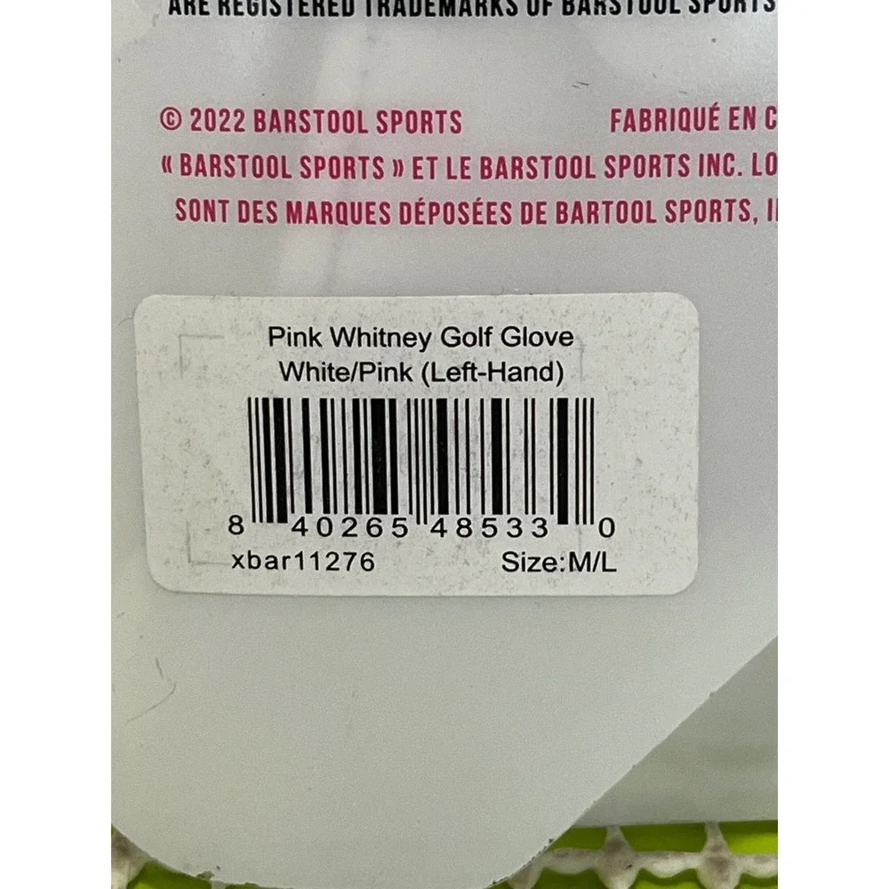 Barstool Sports Pink Whitney Golf Glove White Pink Leather Left Hand M/L NEW